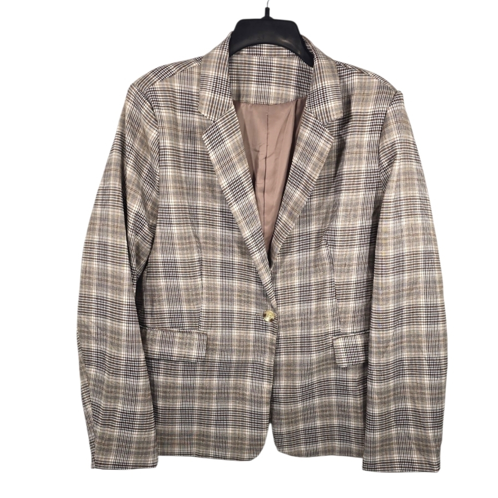 New Unbranded Brown Plaid Blazer Jacket - Size XXL - Picture 4 of 17